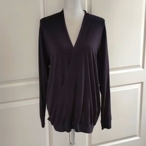 EcoSkin women's Medium dark gray pull over Criss Cross long sleeve top
